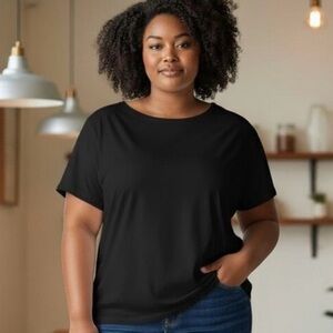 Jessica London Short Sleeve Lightweight Black Sweater Womens 2X Capsule Wardrobe